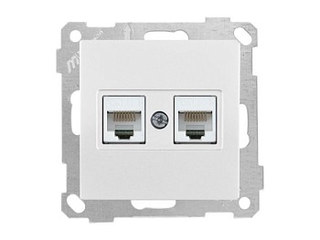 Розетка компьютерная 2xRJ45 (Cat5e) белая, ELITRA, MUTLUSAN
