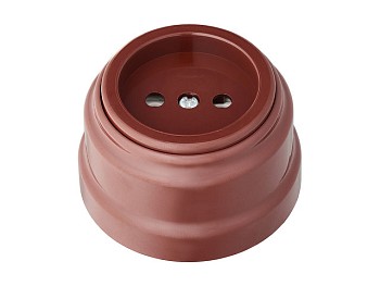 Розетка 1-ая (открытая, б/з) коричневая, Ретро, BYLECTRICA