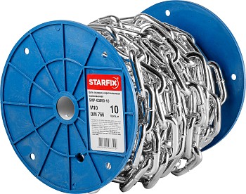 Цепь сварная короткозвенная, оцинк. М10 DIN 766 (бухта 10 м) STARFIX