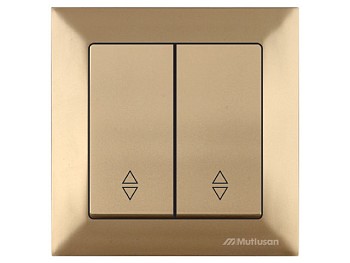 Выключатель проходной 2-клав. (скрытый, винт. зажим) золото, DARIA, MUTLUSAN
