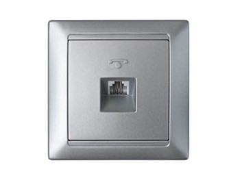 Розетка 1-ая телефонная (скрытая) серебро, Стиль, BYLECTRICA