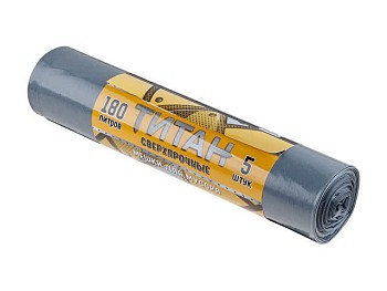 Мешки для мусора, 180 л, 5 шт, "Титан", серо-черные, РОМАШКА