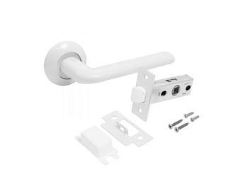 Комплект ручка и защелка АЛЛЮР АРТ "ПОЛО" W+L45-8 W (15110/S45) матовый белый