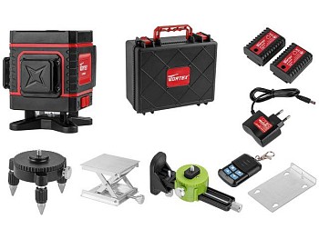 Нивелир лазерный WORTEX LL 0330-1 в чем. + аксессуары 3х360°, до 25 м, +/- 0.3 мм/м, зеленый