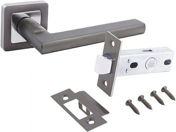 Комплект ручка и защелка АЛЛЮР АРТ "ВЕНСАН" MBN+L45-8 MBN (2640/S45) графит  (20) (компл)