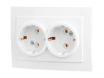 Розетка 2-ая (скрытая, с/з) белая, Стандарт, Юпитер
