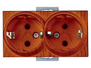 Розетка 2-ая (скрытая, с/з) орех, RITA, MUTLUSAN