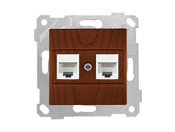 Розетка компьютерная 2xRJ45 (Cat5e, скрытая, без рамки) орех, RITA, MUTLUSAN
