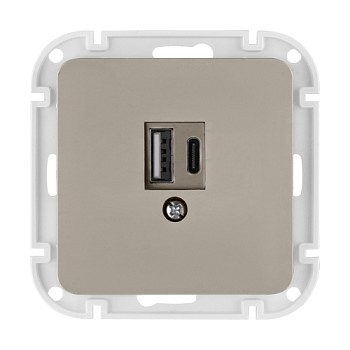 Розетка с двумя USB-разъемами (узел, скрытая) песочная, Astrum BYLECTRICA