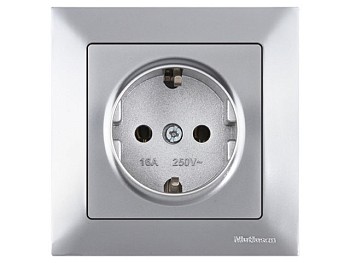 Розетка 1-ая (скрытая, с/з) серебро, DARIA, MUTLUSAN