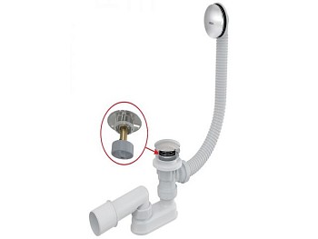 Сифон для ванны click/clack (длина 80 см), металл, Alcaplast