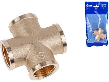 Крестовина 1/2" вн.-вн.-вн.-вн., AV Engineering (инд. упак.)