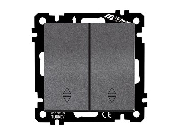 Выключатель проходной 2-клав. (скрытый, без рамки, пруж. зажим) дымчатый, DARIA, MUTLUSAN