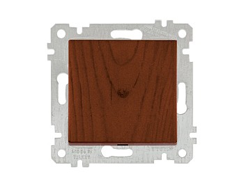 Выключатель 1-клав. (скрытый, без рамки, винт. зажим) орех, RITA, MUTLUSAN