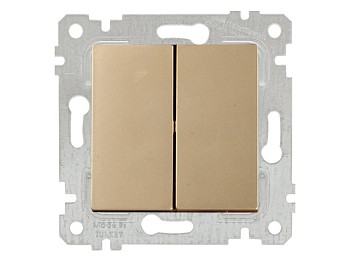 Выключатель 2-клав. (скрытый, без рамки, пруж. зажим) золото, RITA, MUTLUSAN