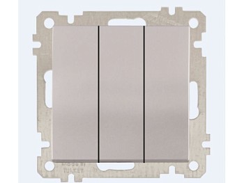 Выключатель 3-клав. (скрытый, без рамки, пруж. зажим) серебро, DARIA, MUTLUSAN