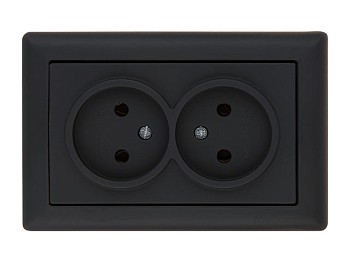 Розетка 2-ая (скрытая, б/з) черная, DARIA, MUTLUSAN