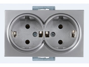 Розетка 2-ая (скрытая, с/з, керамика) серебро, DARIA, MUTLUSAN