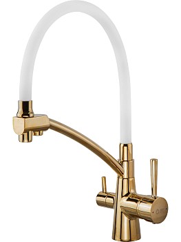 Смеситель для кухни (Lt) D35, серия LUX с краном для пит. воды золото AV Engineering