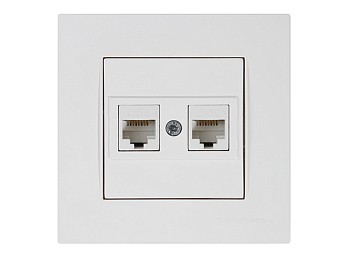 Розетка компьютерная 2xRJ45 (Cat6, скрытая) белая, RITA, MUTLUSAN