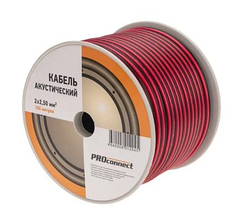 Кабель акустический ШВПМ 2х2,50 мм2 красно-черный (бухта 100 м) PROconnect