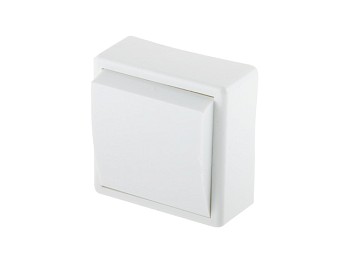 Выключатель 1 клав. (открытый, до 6А) белый, Эконом, Юпитер