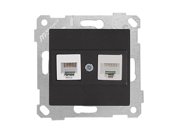 Розетка телефонная + компьютерная (RJ12+Cat5e, скрытая, без рамки) черная, RITA, MUTLUSAN