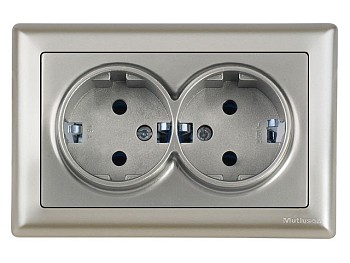 Розетка 2-ая (скрытая, с/з, керамика) титан, DARIA, MUTLUSAN