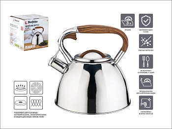 Чайник со свистком, нержавеющая сталь, 3.0 л, Ceylon, PERFECTO LINEA