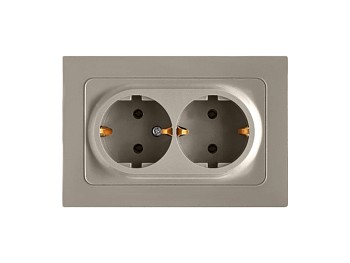 Розетка 2-ая (скрытая, с/з,) песочная, Astrum, BYLECTRICA