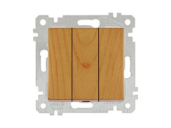 Выключатель 3-клав. (скрытый, без рамки, винт. зажим) дуб, RITA, MUTLUSAN