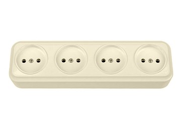 Розетка 4-ая (открытая, б/з) бежевая, Вариант, BYLECTRICA