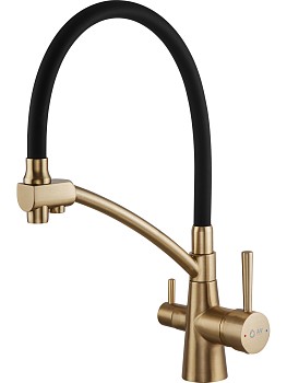 Смеситель для кухни (Lt) D35, серия LUX с краном для пит. воды золото AV Engineering
