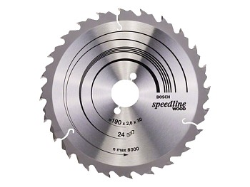 Диск пильный 190х30 мм 24 зуб. по дереву SPEEDLINE WOOD BOSCH