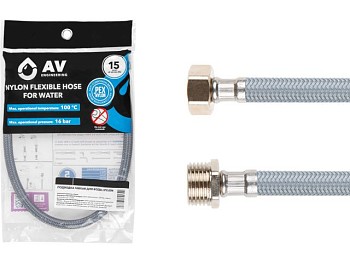 Подводка гибкая, Nylon, гайка 1/2" - штуцер 1/2" 80см AV Engineering