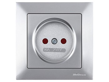 Розетка 1-ая (скрытая, б/з, шторки) серебро, DARIA, MUTLUSAN