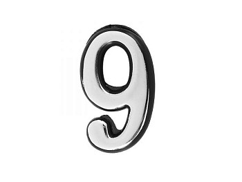 Цифра дверная АЛЛЮР пластик "9" хром