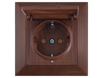 Розетка 1-ая (скрытая, с/з, шторки,с крышкой) орех, DARIA, MUTLUSAN