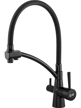 Смеситель для кухни (Lt) D35, серия LUX с краном для пит. воды черный AV Engineering