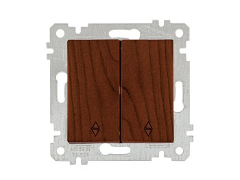 Выключатель проходной 2-клав. (скрытый, без рамки, винт. зажим) орех, RITA, MUTLUSAN