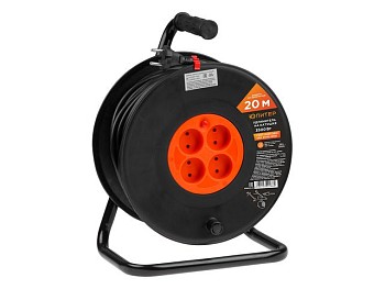 Удлинитель на катушке 20м (4 роз., 3,5кВт, б/з, ПВС 2х1,5) Юпитер