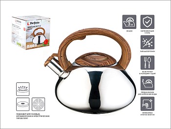 Чайник со свистком, нержавеющая сталь, 3.0 л, Hibiscus, PERFECTO LINEA