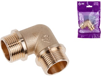 Колено 3/4" нар.-нар. с ограничителем, AV Engineering (инд. упак.)