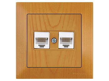 Розетка компьютерная 2xRJ45 (Cat5e, скрытая) дуб, DARIA, MUTLUSAN