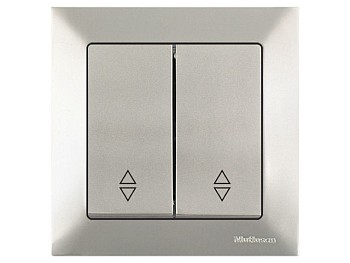 Выключатель проходной 2-клав. (скрытый, винт. зажим) титан, DARIA, MUTLUSAN