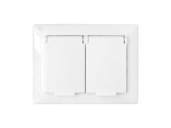 Розетка 2-ая (cкрытая, с/з, з/ш, брызг. защ.) белая, Стиль, Bylectrica