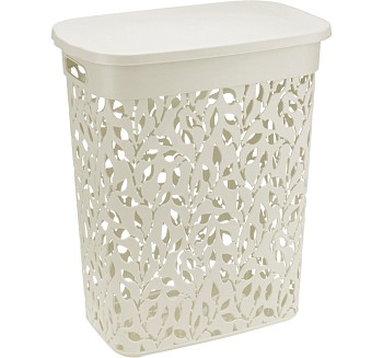 Корзина для белья ФЛОРА 35л (белый ротанг) IDEA