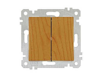 Выключатель 2-клав. (скрытый, без рамки, пруж. зажим) дуб, RITA, MUTLUSAN