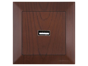 Розетка 1-ая USB (скрытая) орех, DARIA, MUTLUSAN
